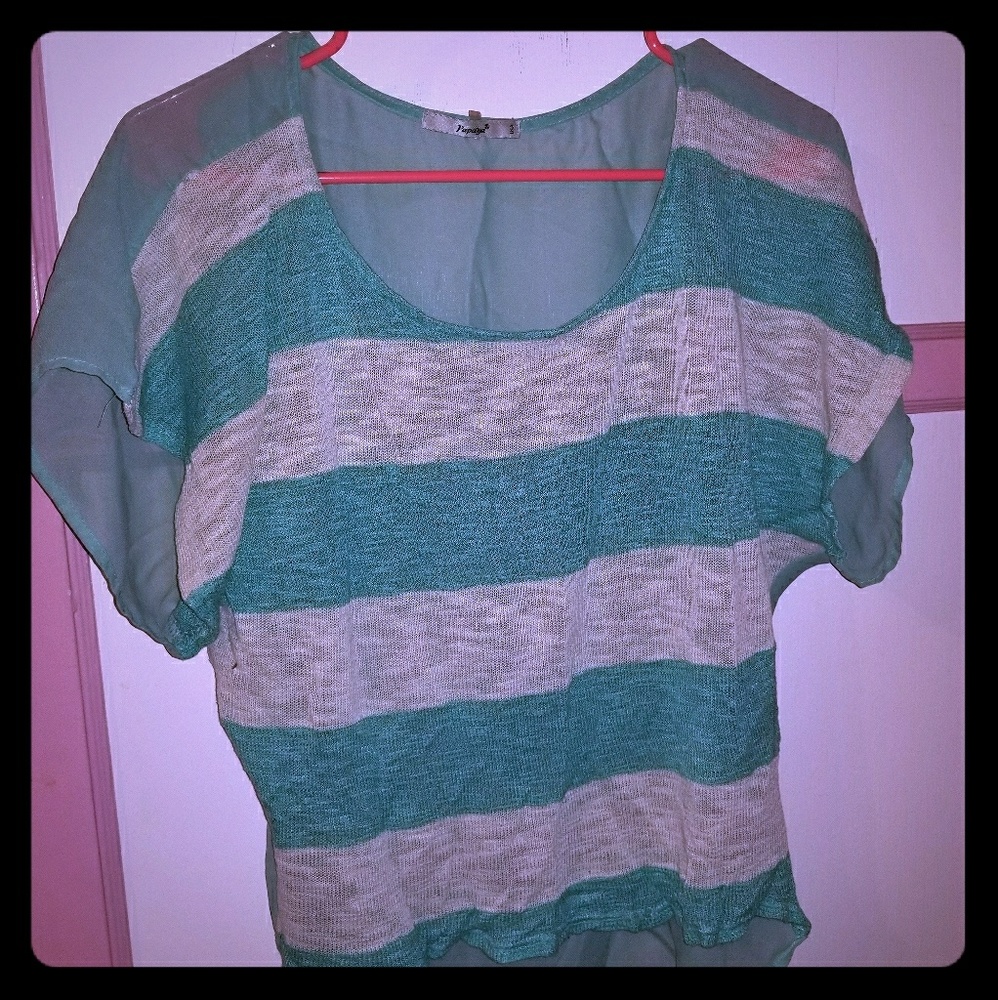 Striped loose top, sheer back